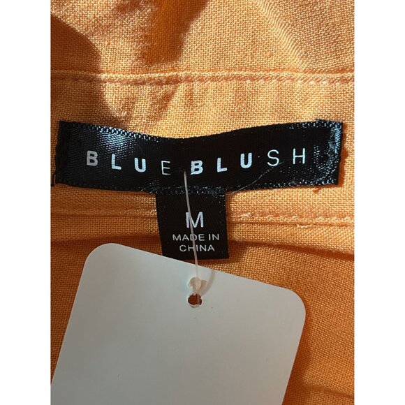 Blue Blush Heidi Cropped Button-Up Shirt, Medium, Orange - Picture 5 of 9